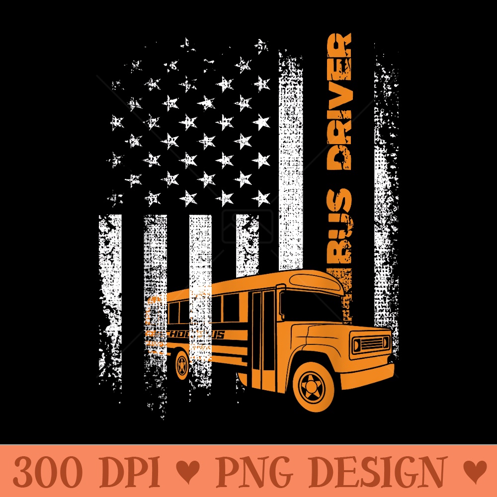 Patriotic Bus Driver USA American Flag School Bus Driver - Sublimation PNG Designs - Unique And Exclusive Designs