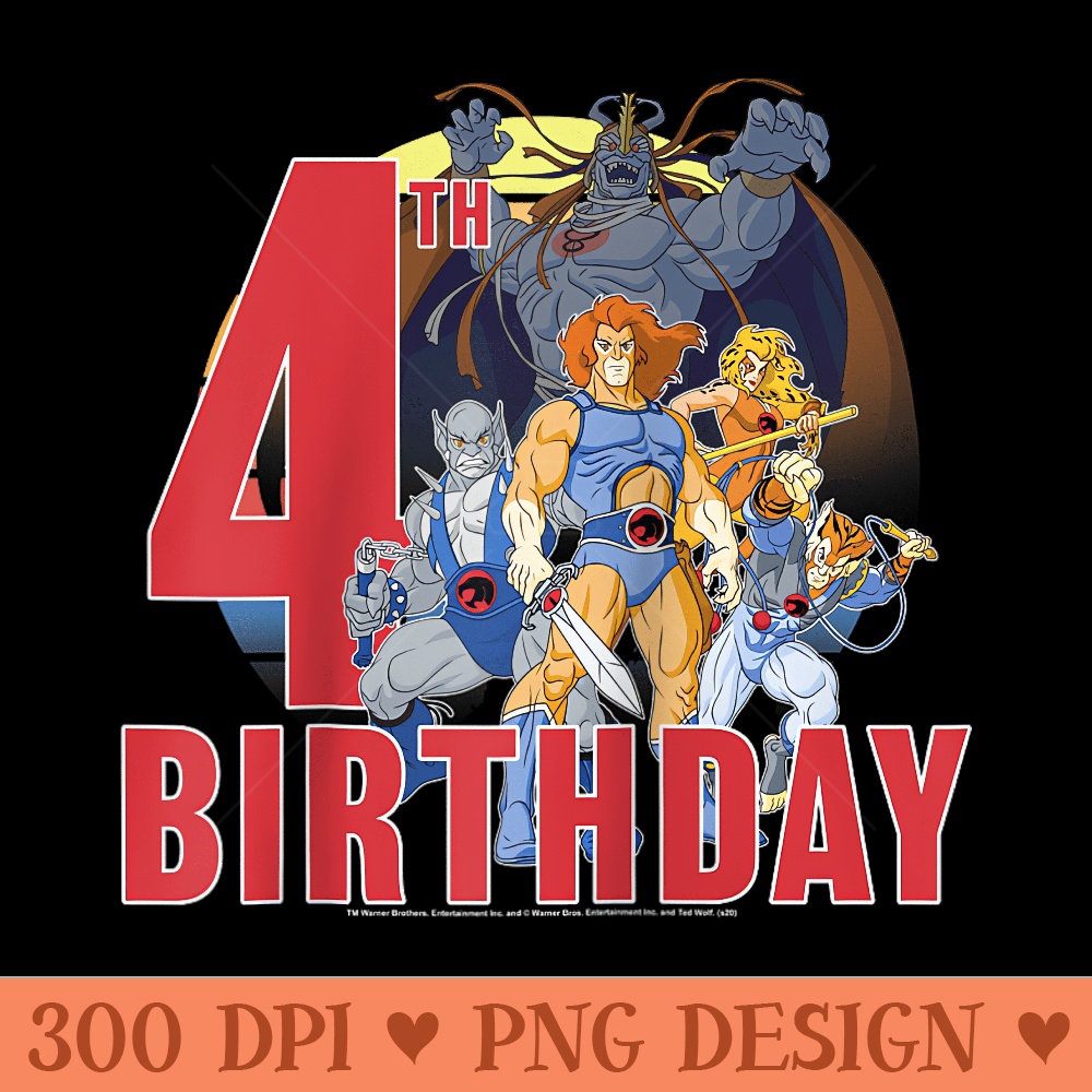 ThunderCats Happy 4th Birthday Raglan Baseball - High Resolution PNG Designs - Limited Edition And Exclusive Designs