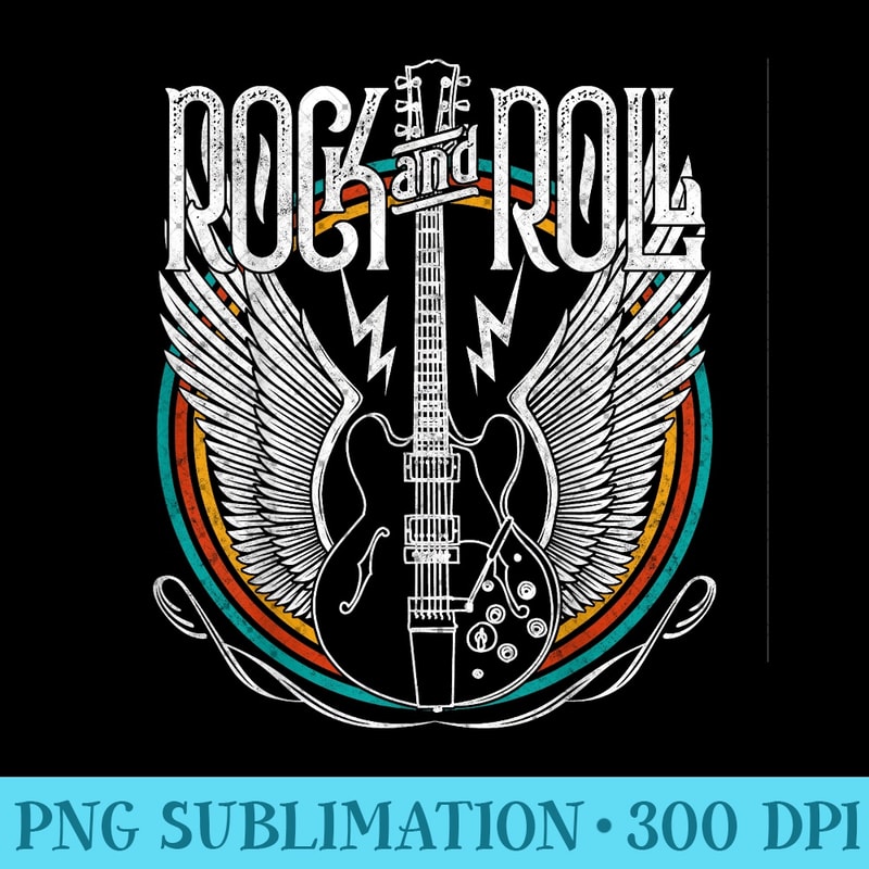 Vintage Retro Distressed 80s Rock & Roll Music Guitar Wings - Mug Sublimation PNG - Perfect for Creative Projects