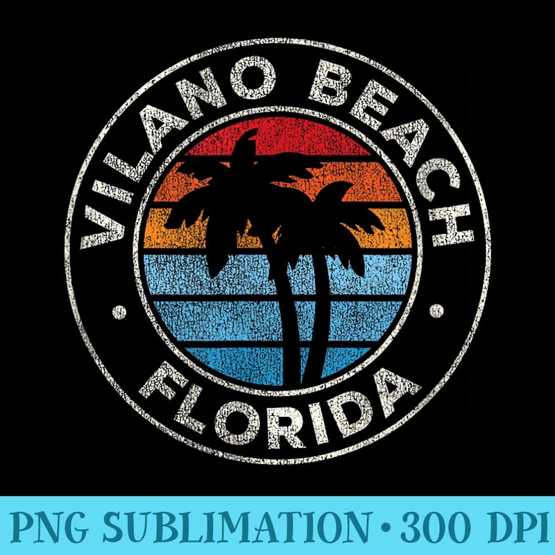 Vilano Beach Florida FL Vintage Graphic Retro 70s - PNG design assets - Bold & Eye-catching