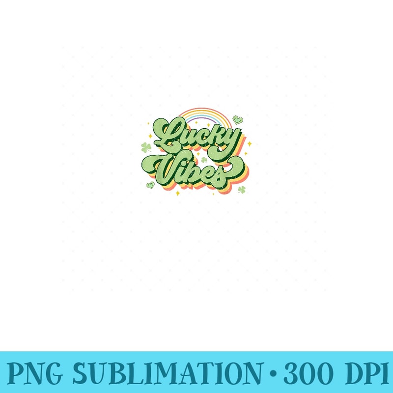 Groovy Lucky Vibes Shamrock St Patricks Day Women Girls - PNG Design Files - Vibrant and Eye-Catching Typography
