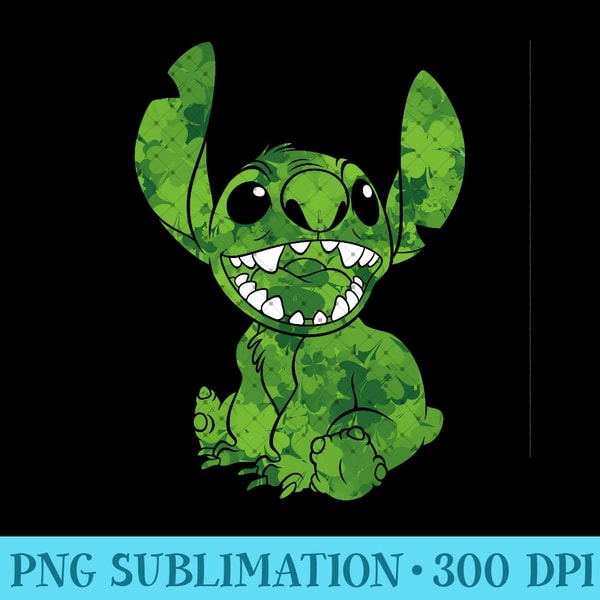 Disney Lilo & Stitch St. Patrick's Day Stitch Clover Fill - PNG design assets - Spice Up Your Sublimation Projects