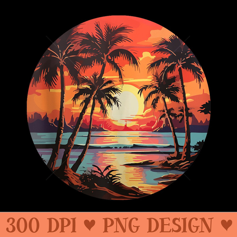 Retro Style 70s 80s 90s Vintage Palm Tree Tropical Beach - High Resolution PNG download - Limited Edition And Exclusive Designs