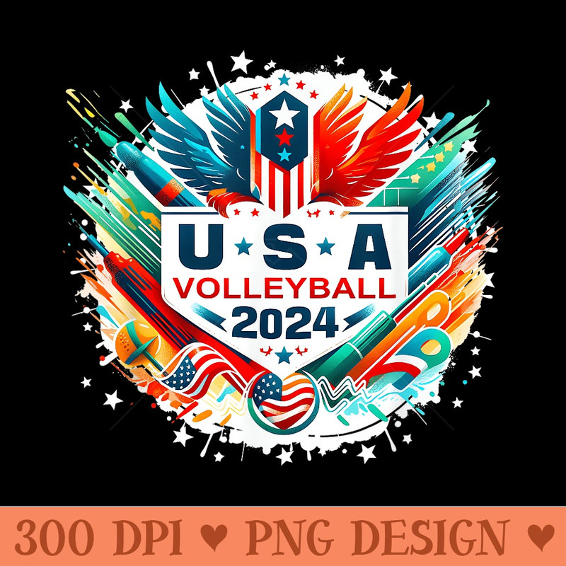 USA 2024 Summer Games Volleyball America Sports 2024 USA - PNG Art Files - Create with Confidence