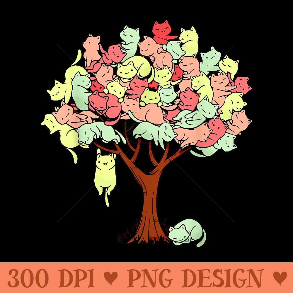 Cat Tree Cat Cool Summer Tree Cat Lover - High Quality PNG Clipart - Transform Your Sublimation Creations