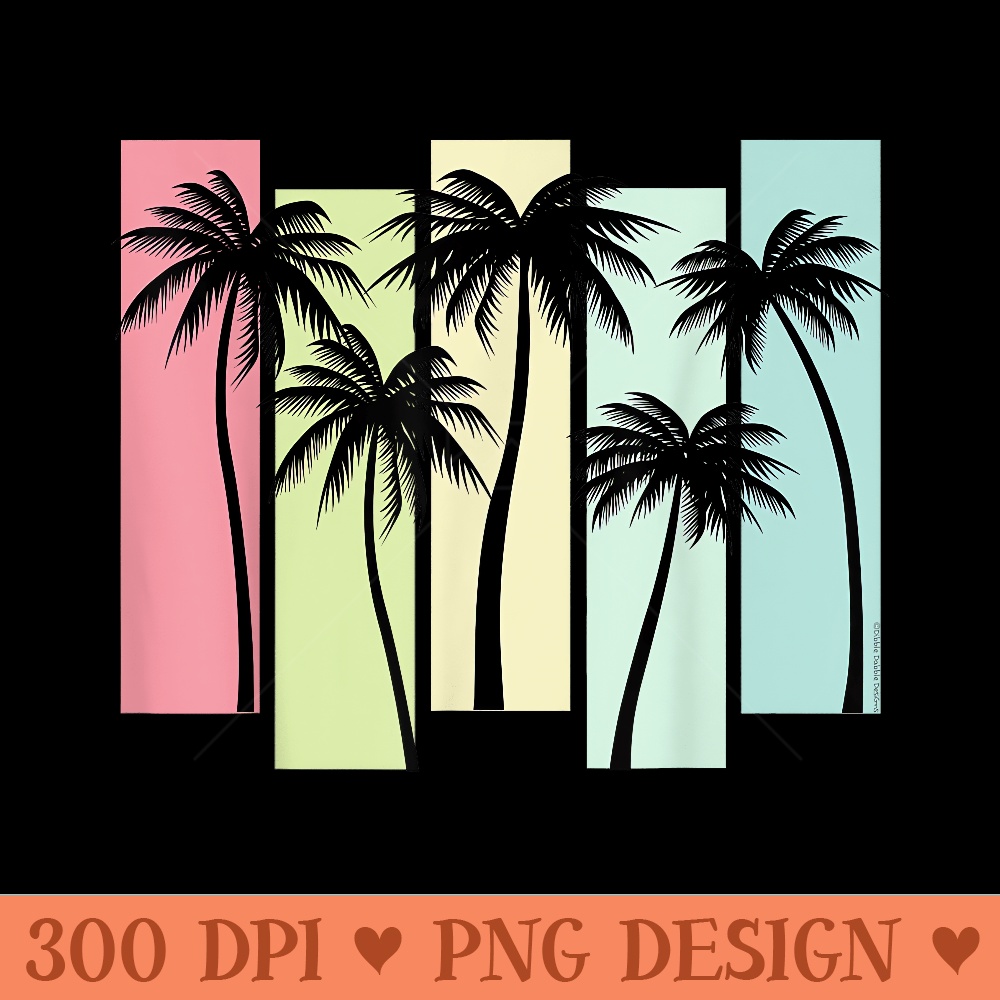 Retro Art Deco Style Summer Vacation Tropical Palm Trees - PNG design downloads - Premium Quality PNG Artwork