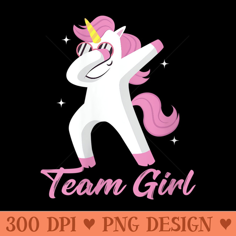 s Gender Reveal Party Team Girl Cute Dabbing Unicorn - Vector PNG Clipart - Unlock Vibrant Sublimation Designs