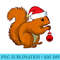 Funny Squirrel Christmas Santa Hat Animal Squirrel Xmas - Shirt Print PNG - Unique And Exclusive Designs