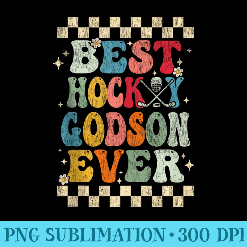 Best Hockey Godson Ever Retro Groovy Hockey Godson - PNG design downloads - Bold & Eye-catching