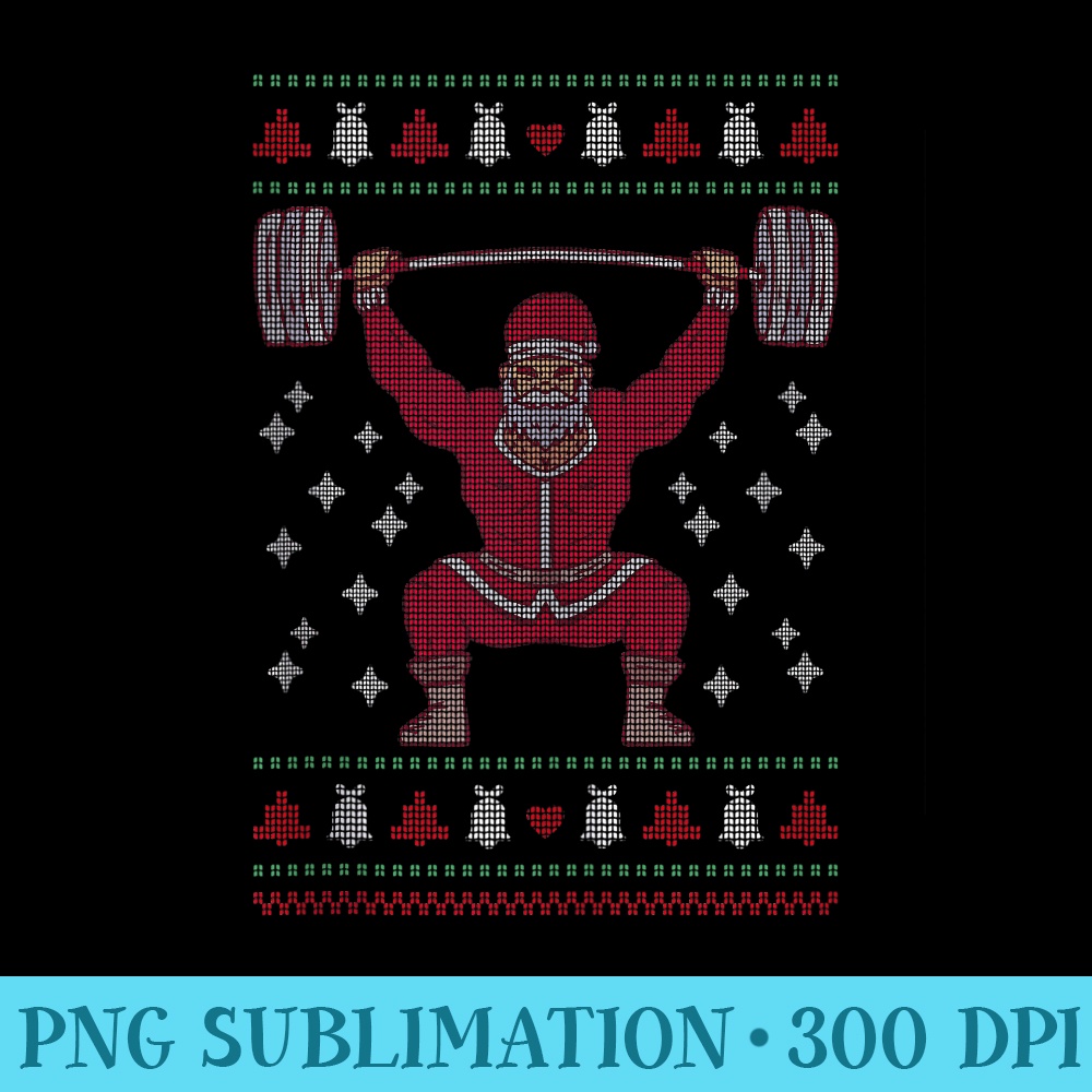 Christmas Weighlifting Holiday Santa Claus Weights Sports - Modern PNG designs - Unleash Your Creativity