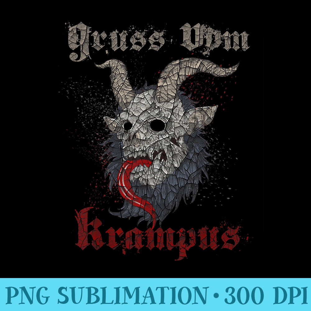 Vintage Gruss Vom Krampus Christmas Eve Naughty Xmas - Blank Shirt Template PNG - Lifetime Access To Purchased Files
