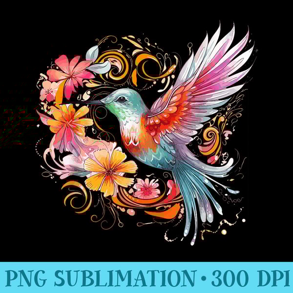 Floral Watercolor Hummingbird - Download PNG images - Trendsetting And Modern Collections