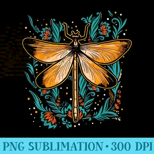 Floral Dragonfly Cottagecore Goblincore Aesthetic - PNG Transparent Background Download - Capture Imagination with Every Detail