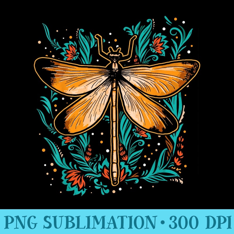 Floral Dragonfly Cottagecore Goblincore Aesthetic - PNG Transparent Background Download - Capture Imagination with Every Detail