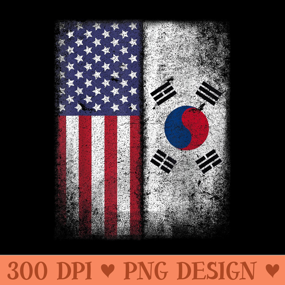 South Korean American Flag T Korea Usa America - Vector PNG download - Transform Your Sublimation Creations