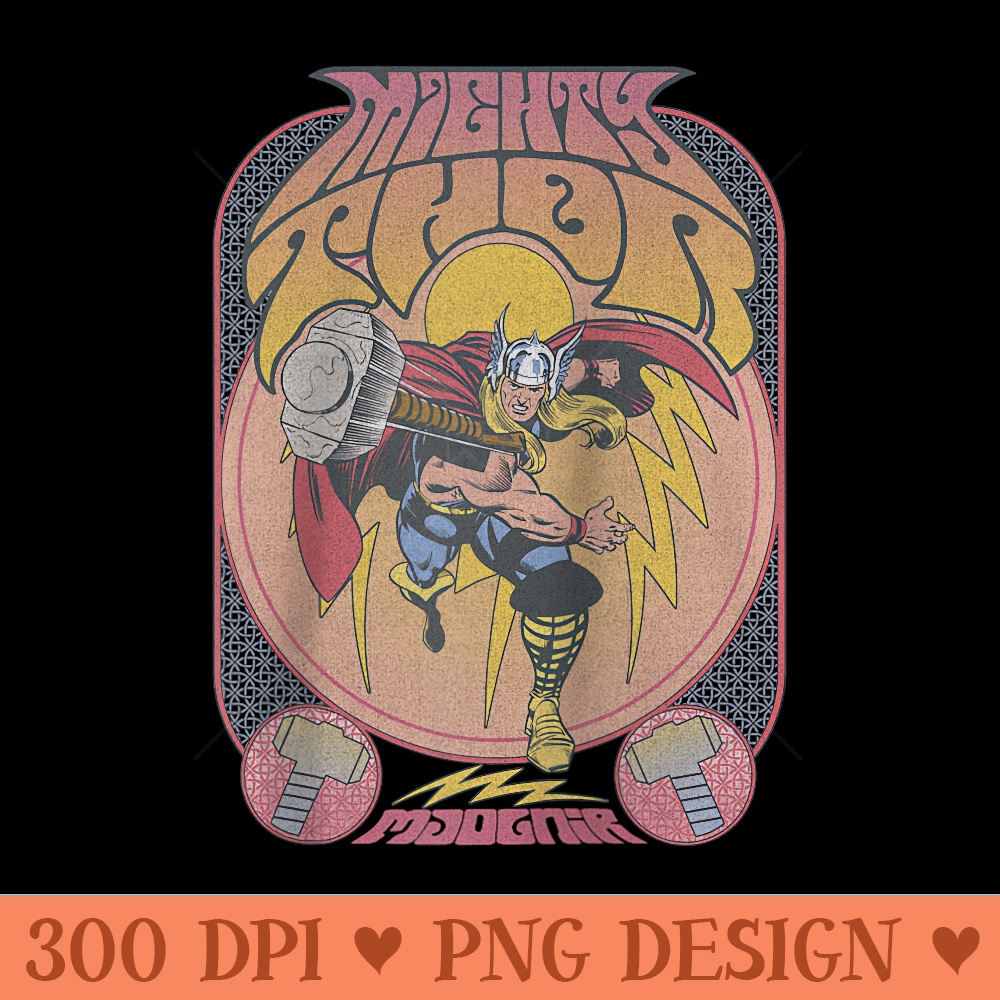 Marvel Comics Retro Classic Thor Seventies Vintage Poster Raglan Baseball - Printable PNG Graphics - Unlock Vibrant Sublimation Designs