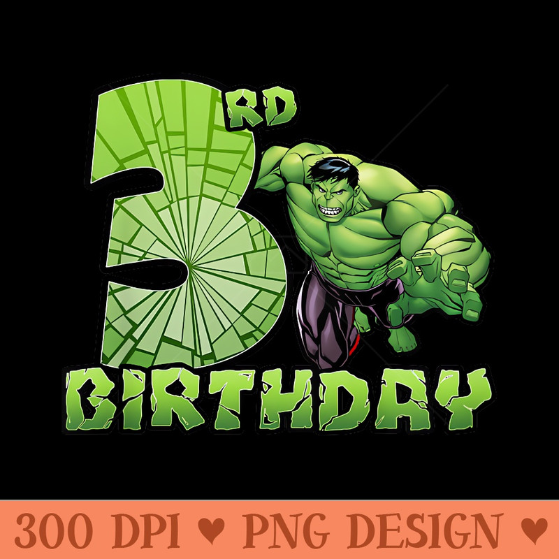 Marvel Avengers Classic Hulk Smashing 3rd Birthday - Modern PNG designs - Unique And Exclusive Designs