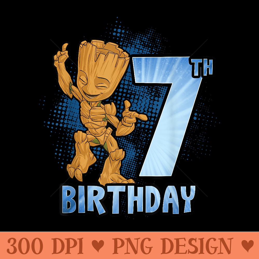 Marvel Guardians Of The Galaxy Baby Groot 7th Birthday - High Quality PNG files - Perfect for Creative Projects