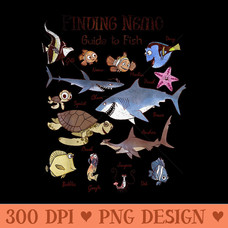 Disney Pixar Finding Nemo Guide To Fish Textbook Sketches - PNG image download - Transform Your Sublimation Creations