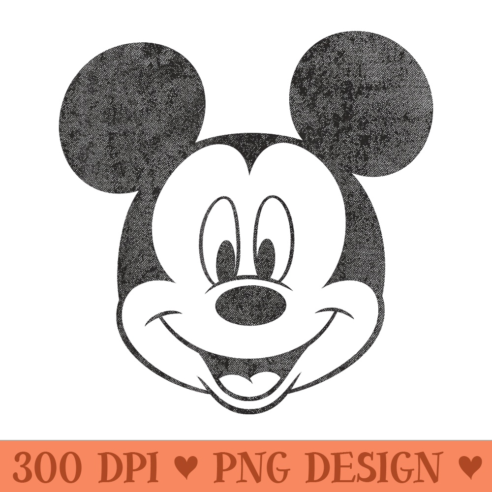 Disney Mickey Mouse Black and White Portrait - PNG download with transparent background - Stunning Sublimation Graphics