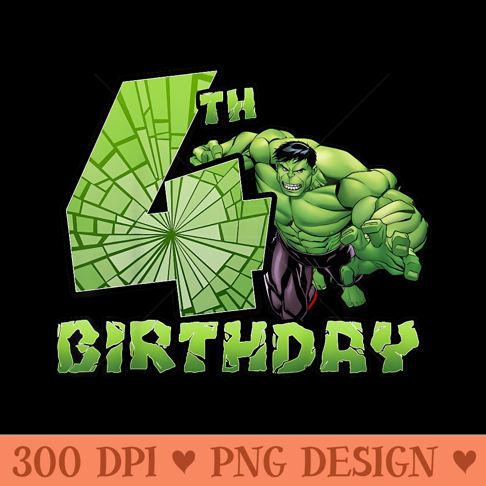 Marvel Avengers Classic Hulk Smashing 4th Birthday - Transparent PNG download - Perfect for Sublimation Mastery