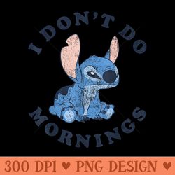 disney lilo stitch i dont do mornings distressed v2 - vector png clipart