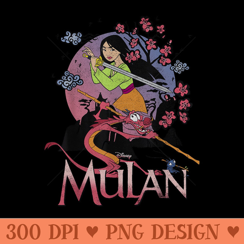 Disney Mulan Warrior Stance Sunset Poster - Trendy PNG Designs - Versatile And Customizable Designs