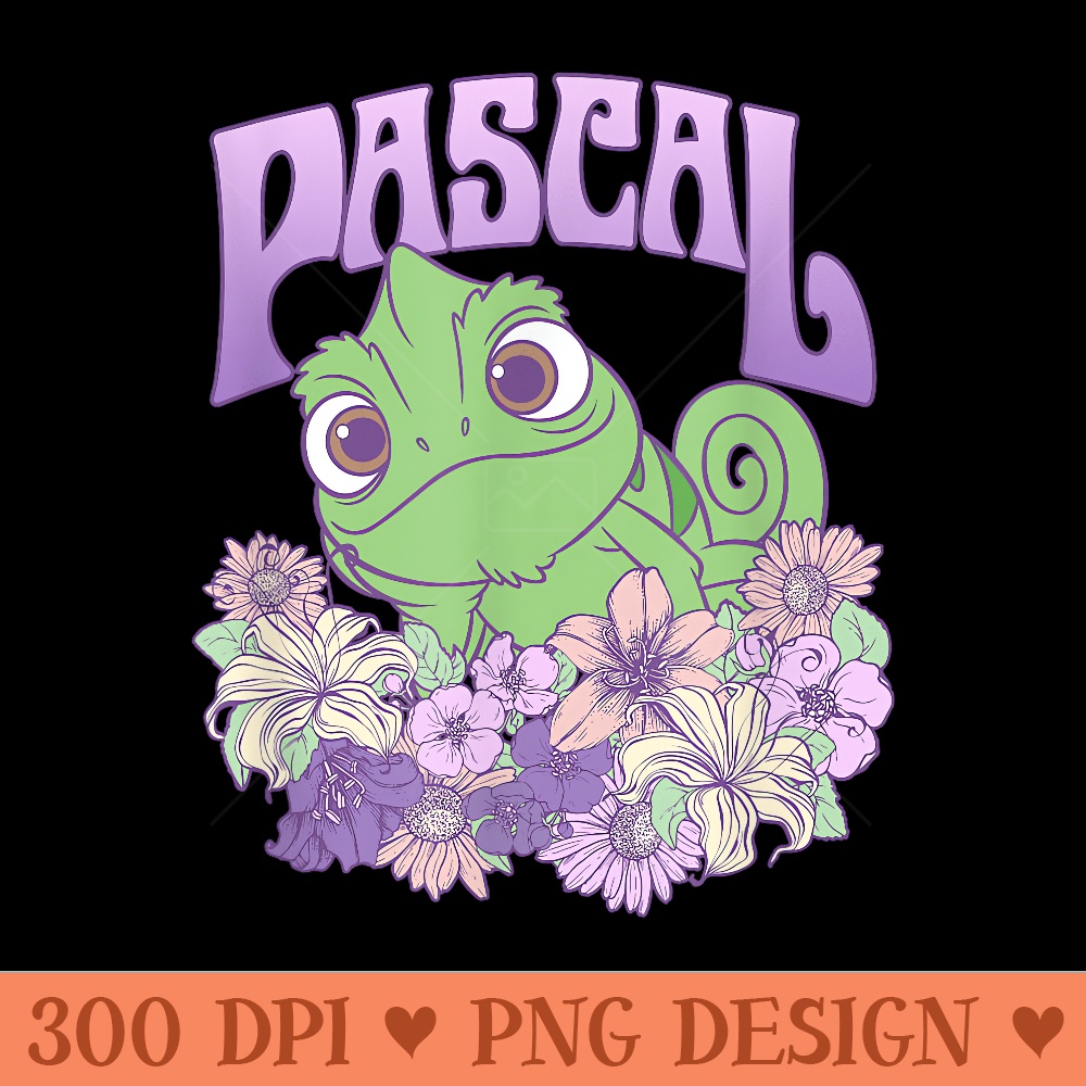 Disney Tangled Cute Pascal Floral Pastel Big Chest Portrait - PNG download - Transform Your Sublimation Creations