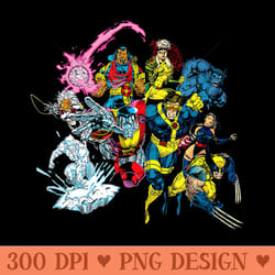marvel xmen classic lineup action group shot retro - transparent png clipart