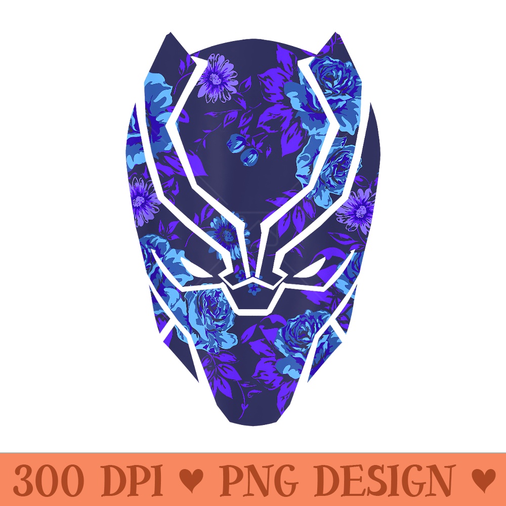 Marvel Avengers Black Panther Floral Mask Short Sleeve - Design PNG template - Create with Confidence