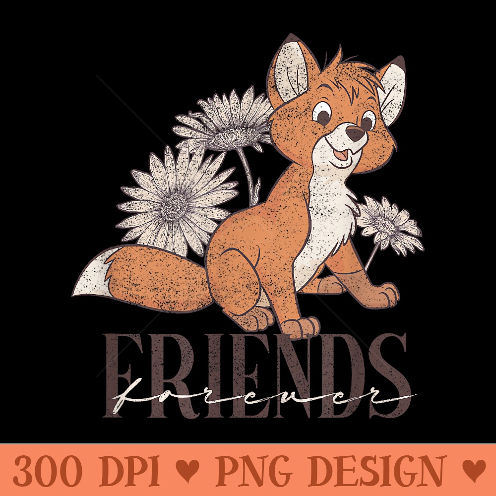 Disney The Fox and the Hound Fox Friends Forever Floral Logo - Digital PNG Downloads - Premium Quality PNG Artwork