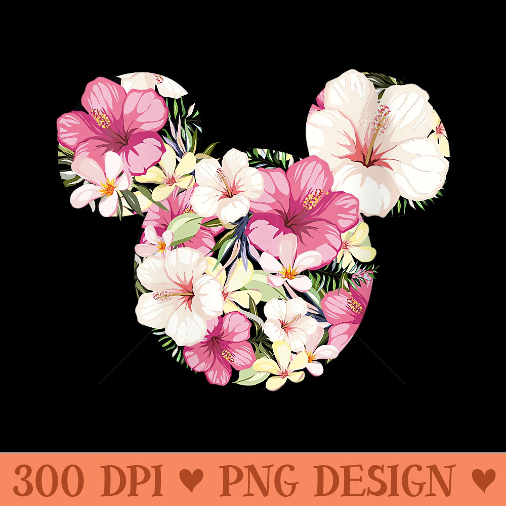 Womens Disney Mickey And Friends Tropical Floral Print Silhouette - High Quality PNG files - Enhance Your Apparel