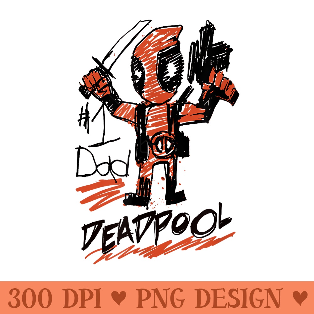 Marvel Deadpool 1 Dad Deadpool Sketch Fathers Day - PNG image download - Unlock Vibrant Sublimation Designs