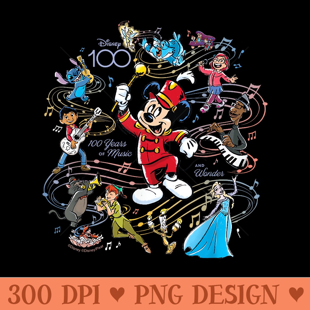 Disney 100 Years of Music and Wonder Mickey Full Color D100 - High Quality PNG Files - Trendsetting And Modern Collections
