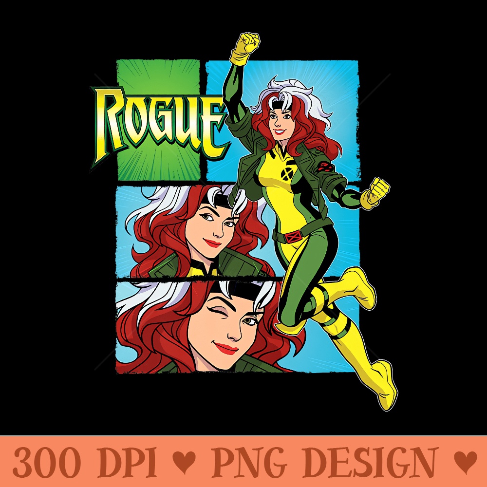 Marvel Studios XMen u201997 Rogue Wink Logo Action Panels Premium - Ready To Print PNG Designs - Eco Friendly And Sustainable