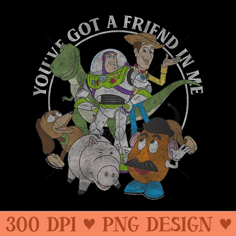 Womens Disney Pixar Toy Story Youve Got A Friend In Me Group Shot - Vector PNG download - Lifetime Access To Purchased Files