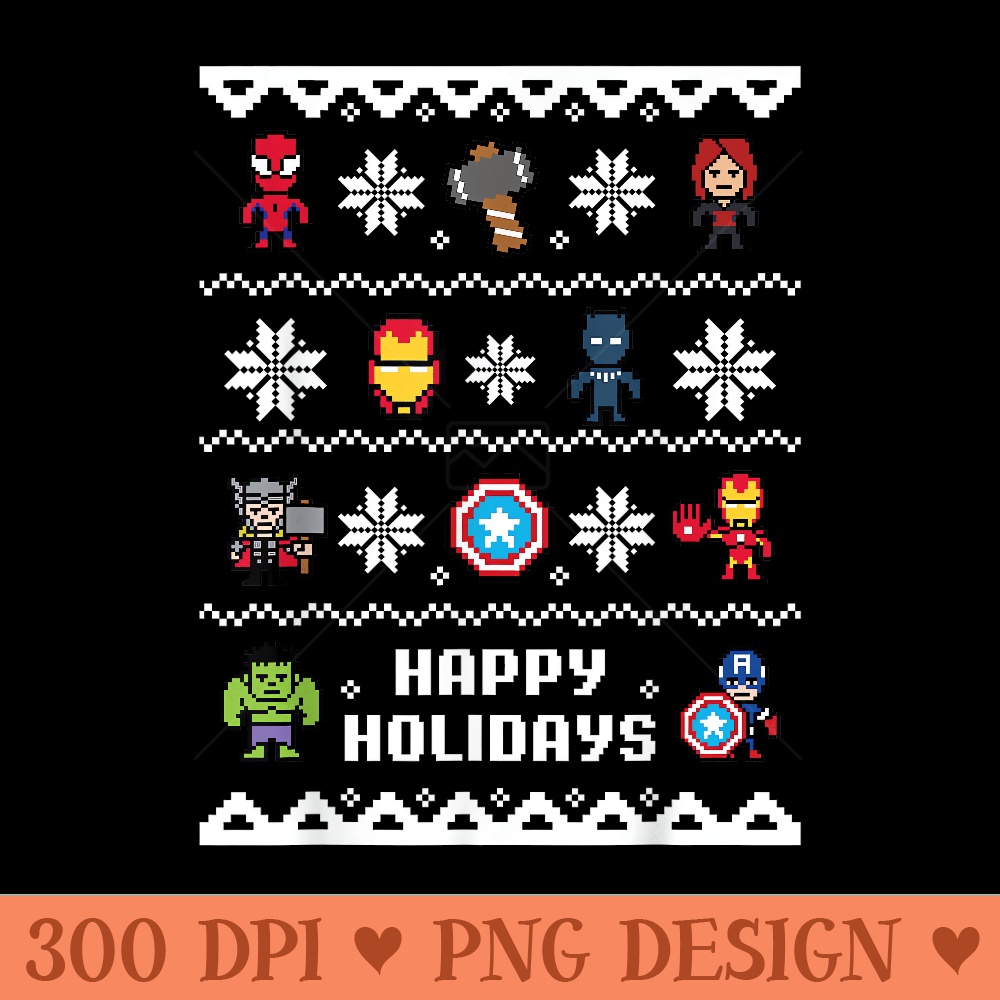 Marvel Avengers Christmas Happy Holidays - Vector PNG Clipart - Perfect for Sublimation Art