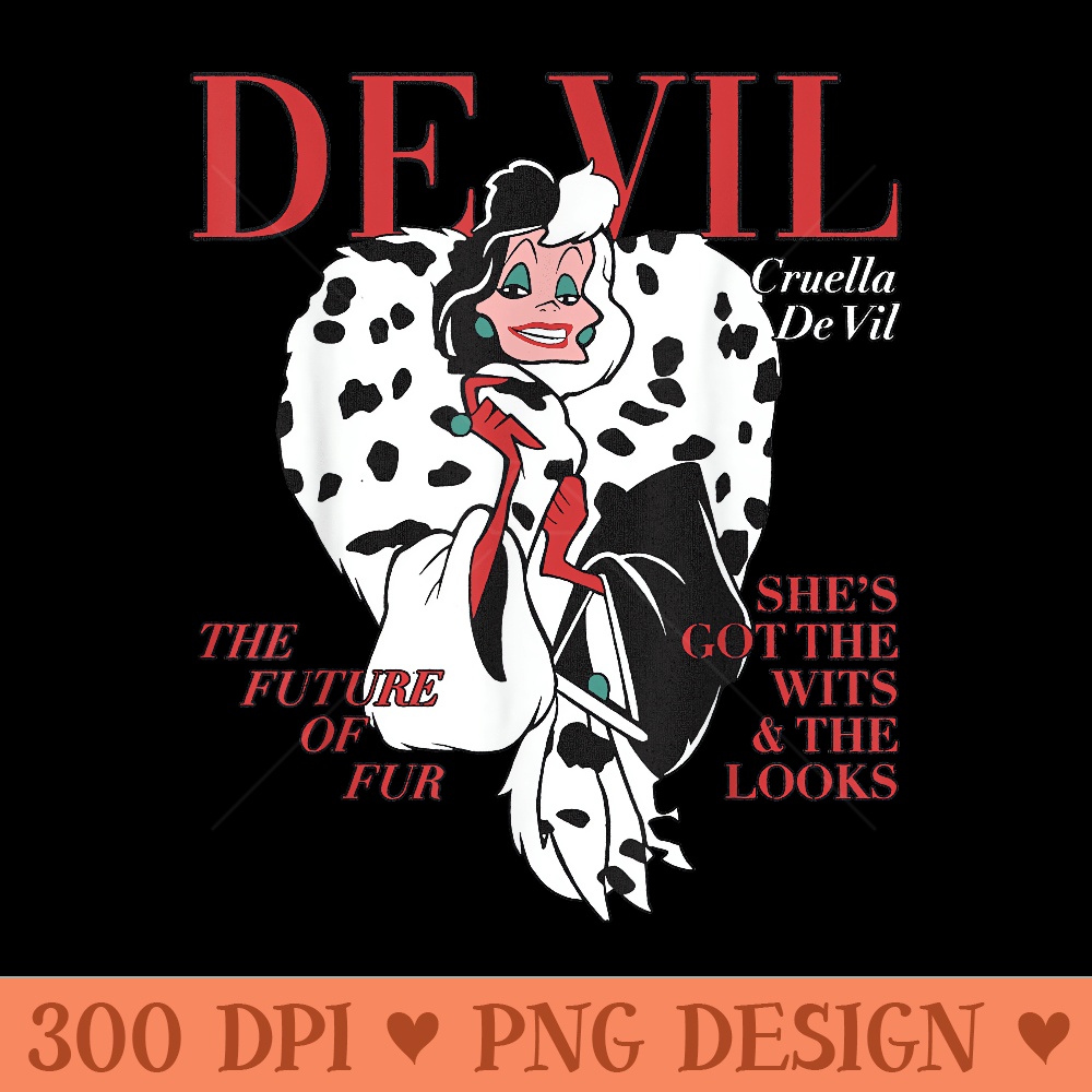 Disney Villains Cruella De Vil Magazine Cover - Printable PNG Images - Easy To Print And User Friendly Designs