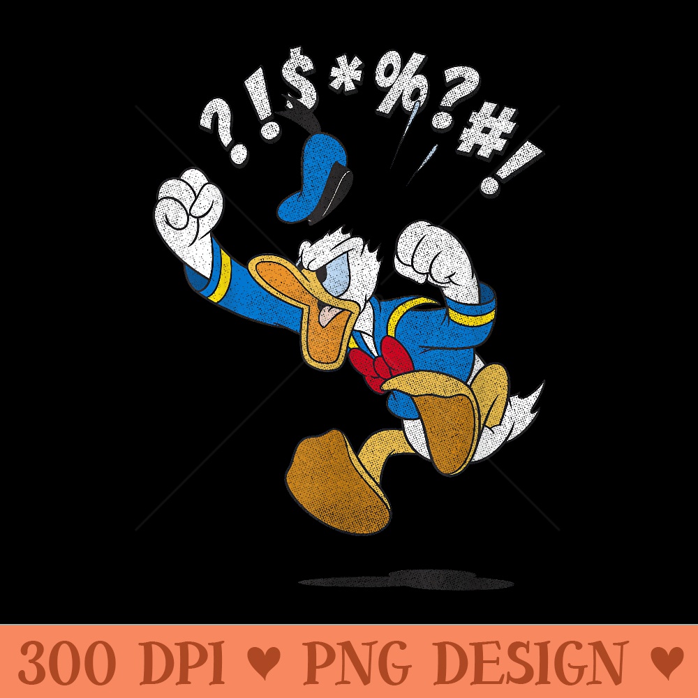 Disney Mickey And Friends Vintage Donald Duck Angry Jump - PNG Clipart for Graphic Design - Eco Friendly And Sustainable