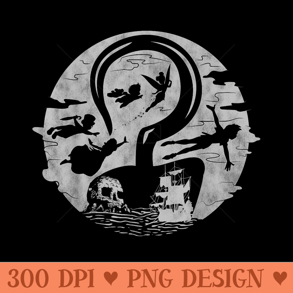 Disney Peter Pan Tink Wendy Flying Silhouettes T - High Quality PNG Files - Unique And Exclusive Designs