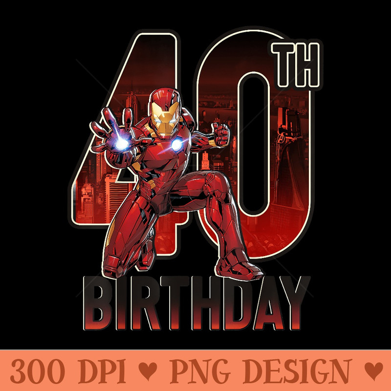 Marvel Iron Man 40th Birthday Action Pose Graphic T - Digital PNG Artwork - Lifetime Access To Purchased Files