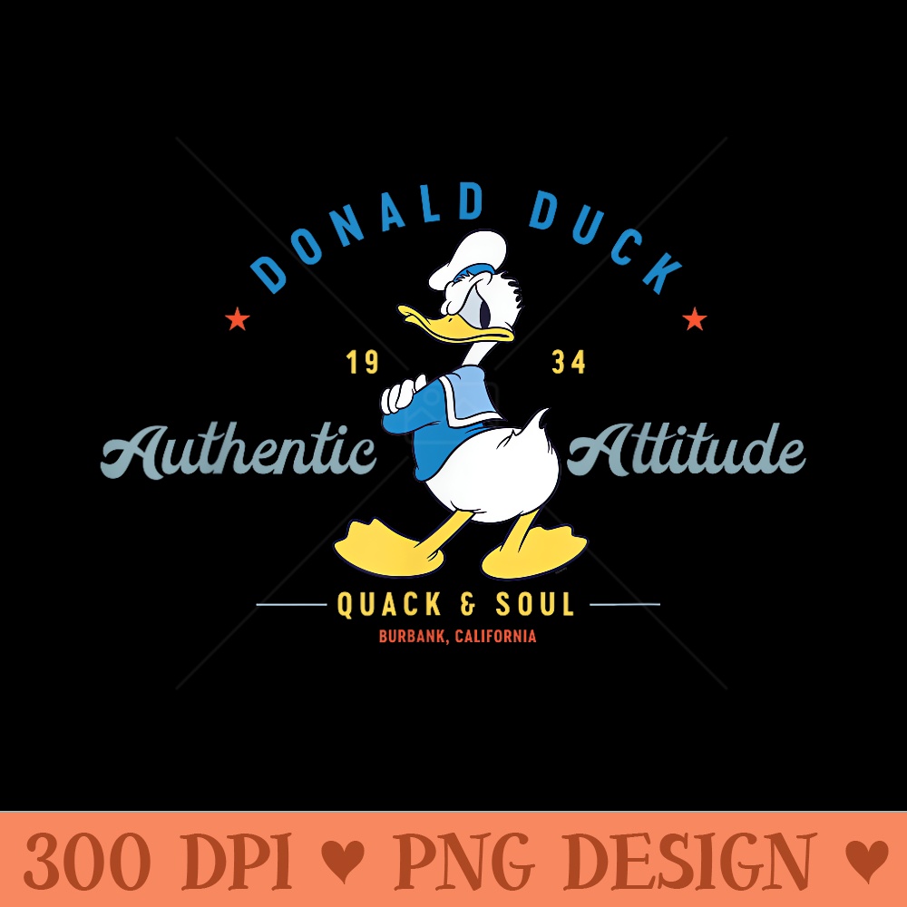 Disney Donald Duck Authentic Attitude Retro Vintage - PNG Art Files - Easy To Print And User Friendly Designs