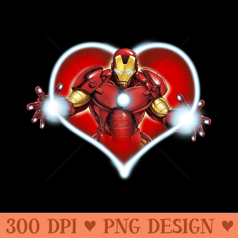 Marvel Iron Man Heart Blaster Glow Valentine Graphic T - PNG design downloads - Easy To Print And User Friendly Designs