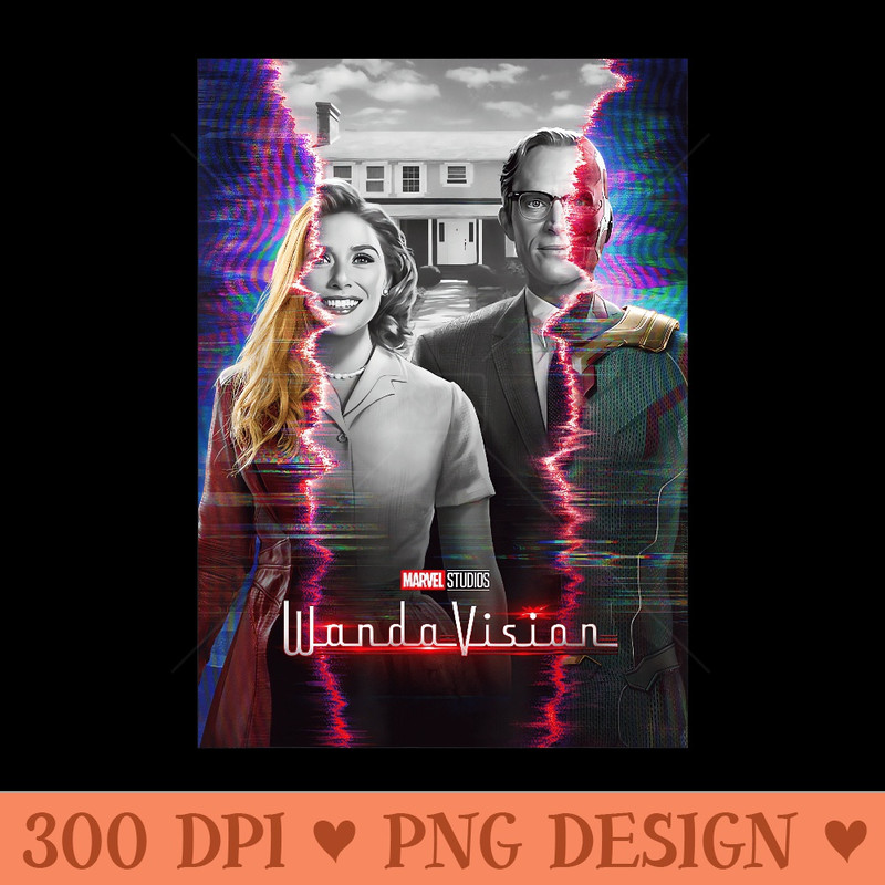 Marvel WandaVision Scarlett With Vision Glitch Poster - Ready To Print PNG Designs - Transform Your Sublimation Creations