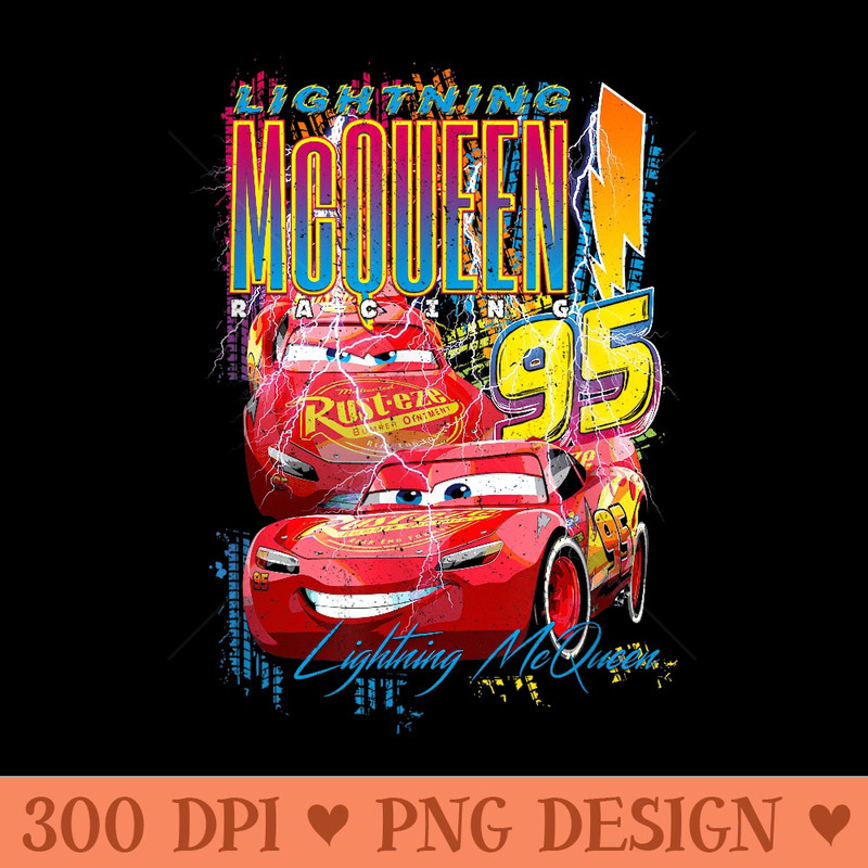 Disney Pixar Cars Lightning McQueen Racing Thunder Poster - Transparent PNG Clipart - Stunning Sublimation Graphics