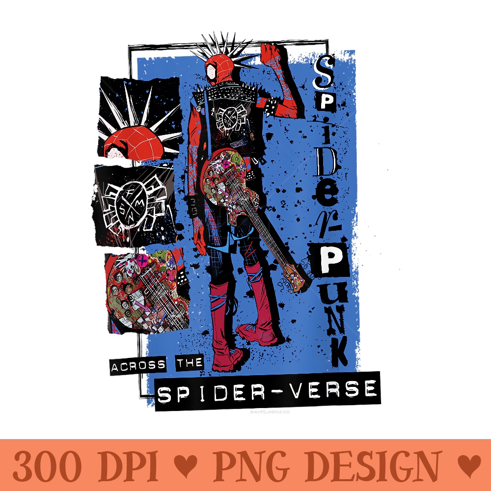 Marvel SpiderMan Across the SpiderVerse SpiderPunk Back - PNG download with transparent background - Unique And Exclusive Designs