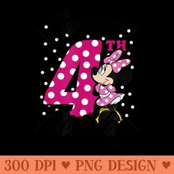 disney minnie mouse pink polka dot sweetest 4th birthday - png templates