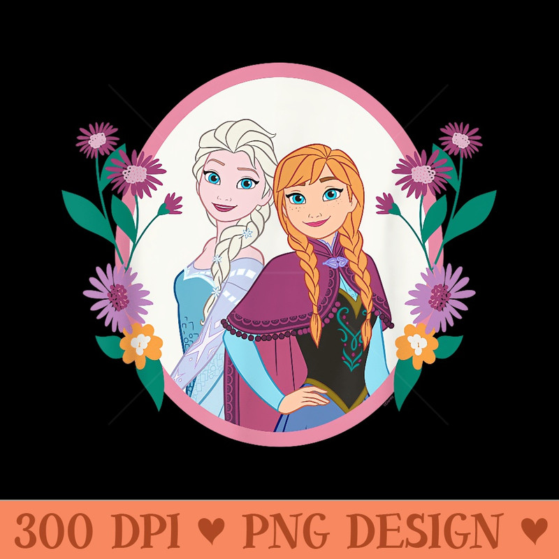 Disney Princess Frozen Elsa and Anna Easter Spring Flowers - PNG Graphics - Limited Edition And Exclusive Designs