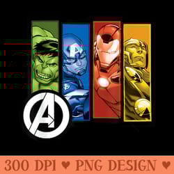 marvel avengers four heroes four colors - png graphics