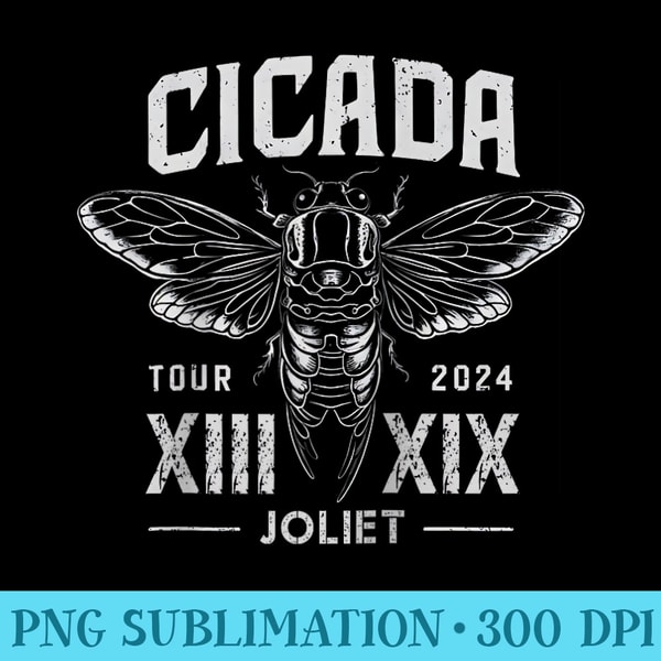 Cicada Tour 2024 Joliet Illinois Broods XIX XIII Raglan Baseball - Trendy PNG Designs - Quick And Seamless Download Process